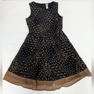 Emmelee Blue And Brown Taj Mahal Sleeveless Fit Flare Mini Dress Medium/Small